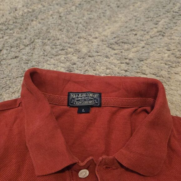 Ralph Lauren Polo Jeans Co.  Flag Logo Cotton Men's Large Shirt Red - Picture 4 of 7
